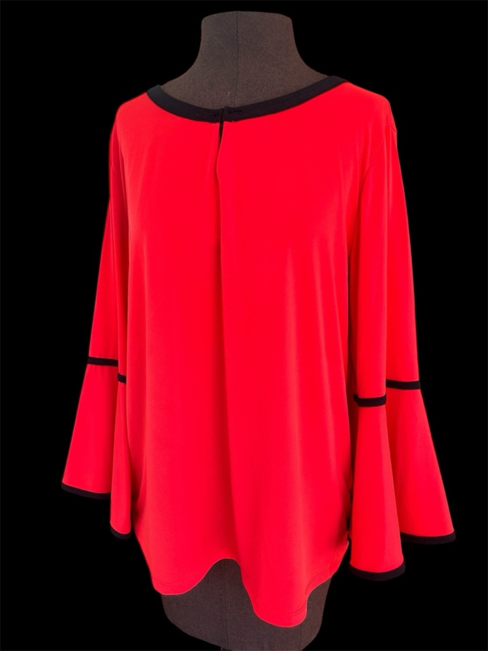 Calvin Klein Red Bell-Sleeve Blouse with Black Trim